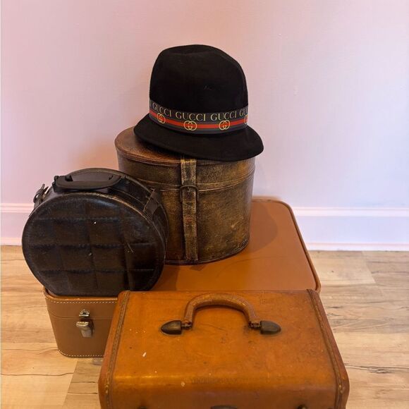 Maevey J Upcycled Gucci Ribbon Black Felt Hat